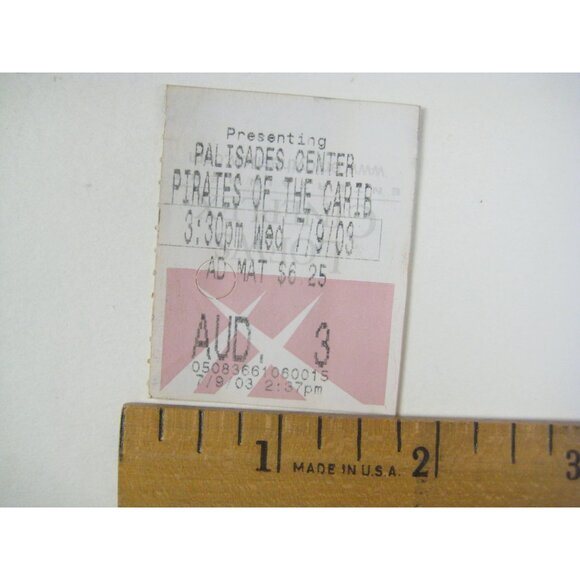 Pirates Of The Caribbean Movie Ticket Stub July 9 2003 Palisades Center Theater - Picture 2 of 3